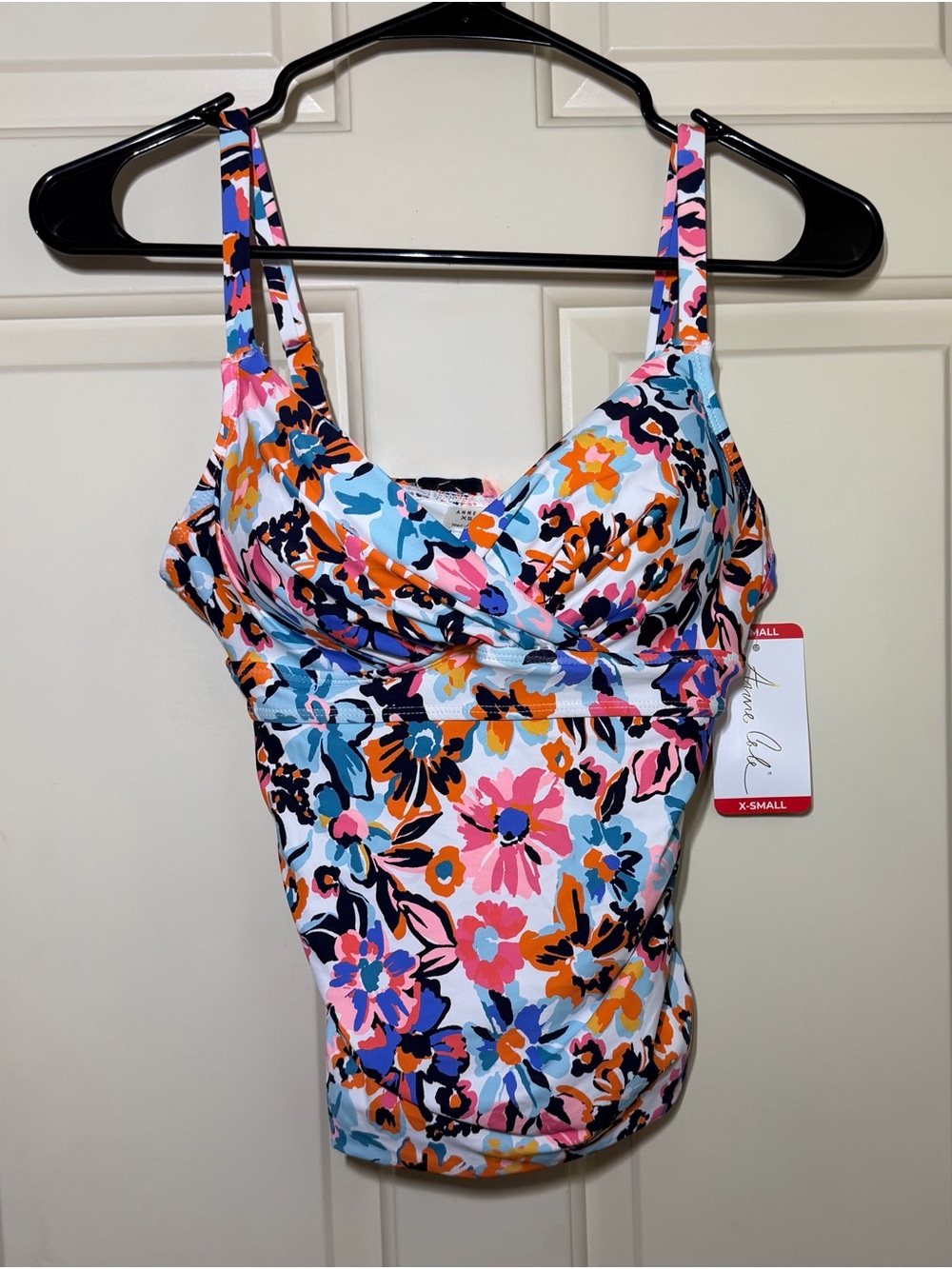 Anne Cole Limited Edition UPF 50+ women's tankini top in a colorful floral print